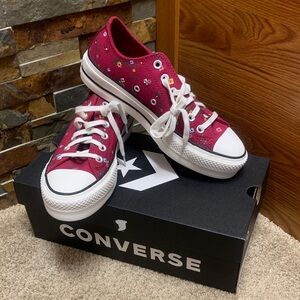 Converse raspberry deep ' Pink Floral Sneakers 315